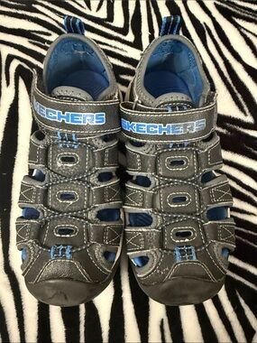 Skechers Kids Gray and Blue Closed-Toe Sport Sandals